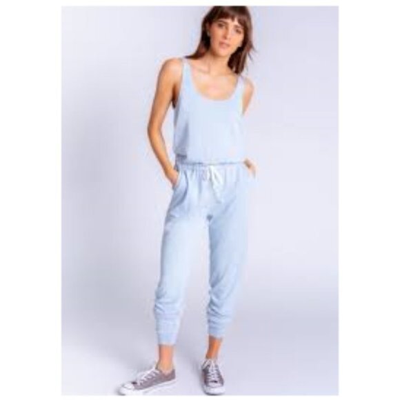PJ Salvage Pants - P.J. SALVAGE Jumpsuit Baby Blue Lounge French Terry Knit Cozycore